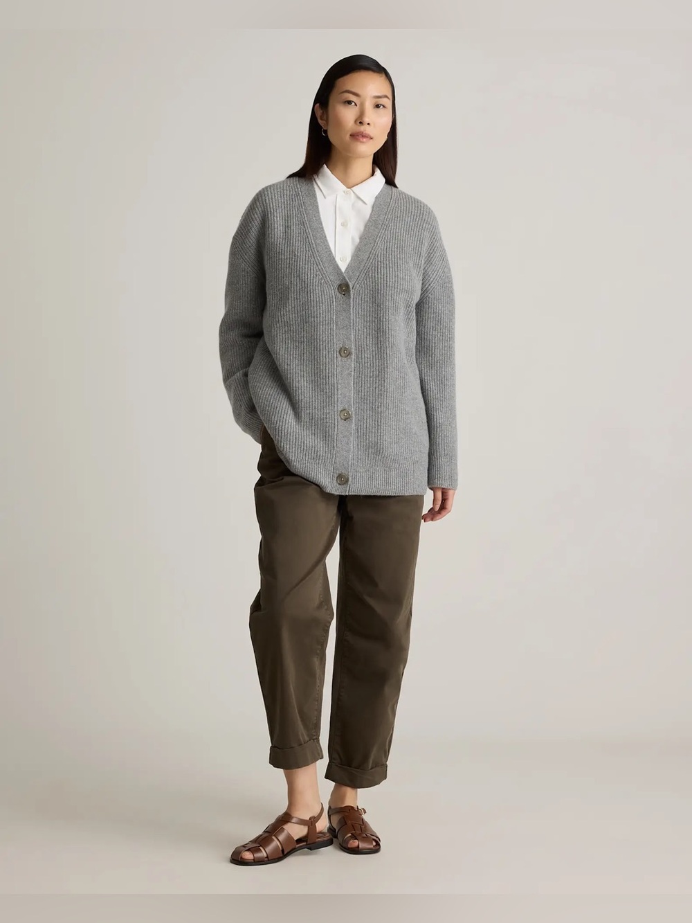 Quince Mongolian Cashmere Oversized Boyfriend Cardigan Sweater - Picture 11 of 14